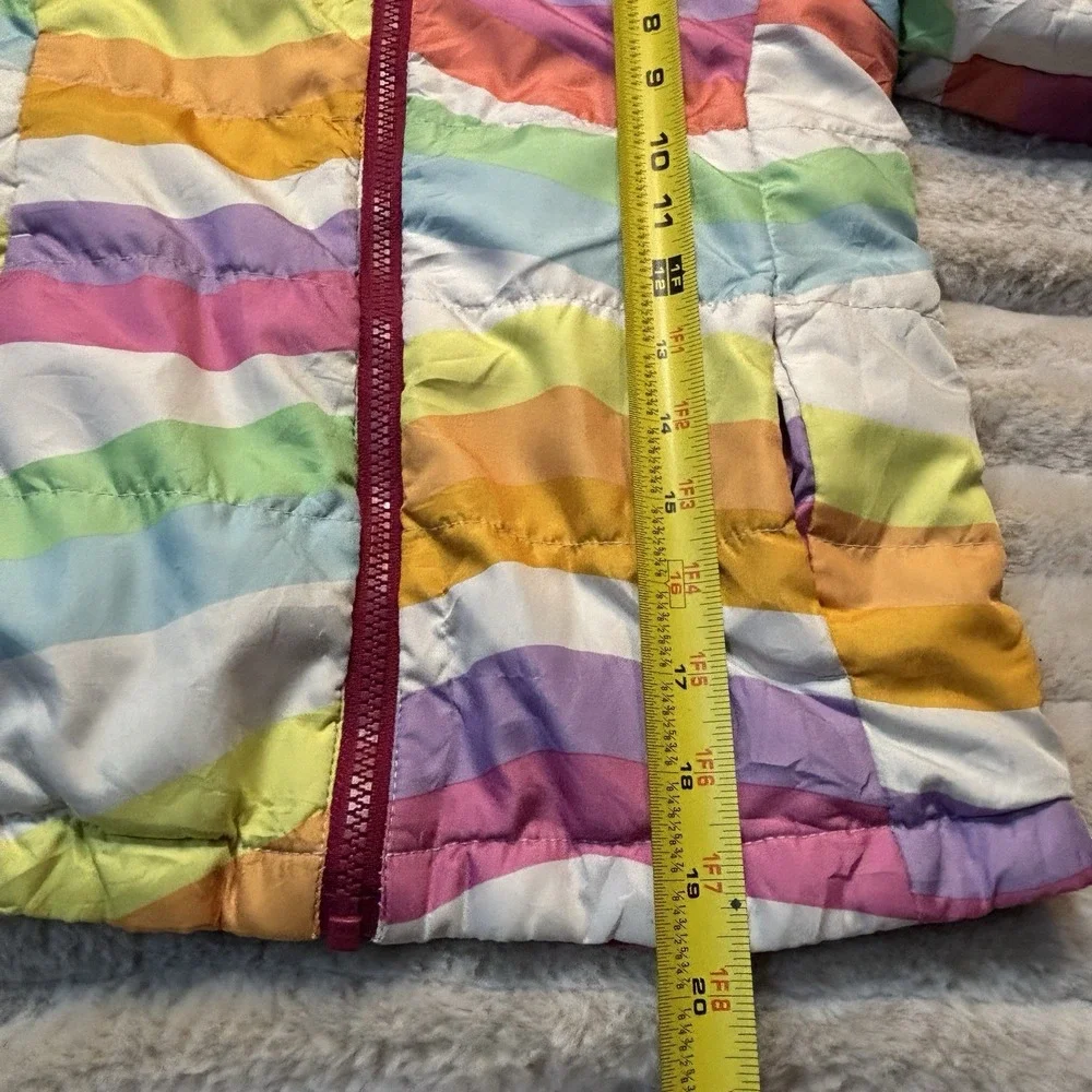 Girls Pastel Rainbow Stripe Puffer Jacket‎ Coat Lightweight W/ Hood Small 6/6x